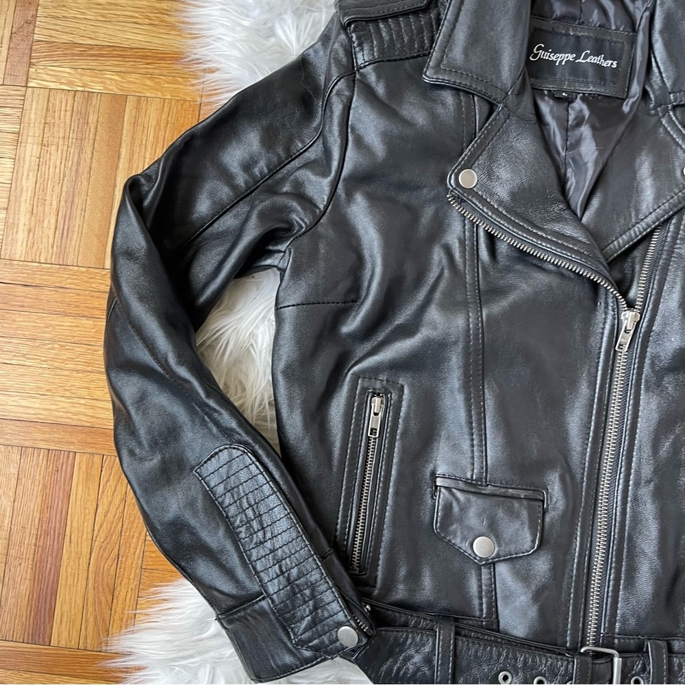 GUISEPPE leather Motorcycle black‎ jacket - Picture 8 of 16
